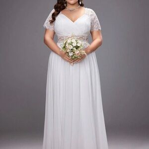 White Sweetheart Flutter Sleeve Wedding Gown